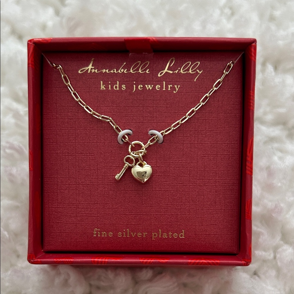 Annabelle Gold Heart and Key Kids Necklace
